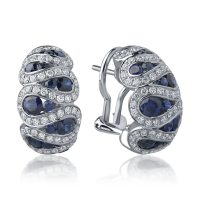 Cercei din aur alb cu safire albastre de 2.09ct si diamante de 1.05ct