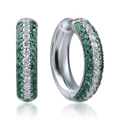 Cercei din aur alb cu smaralde si diamante de 1.31ct