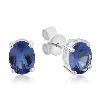 Cercei din aur alb cu tanzanite ovale de 2.43ct