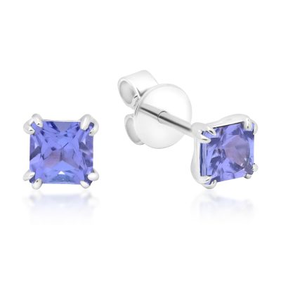 Cercei din aur alb cu tanzanite princess de 0.78ct