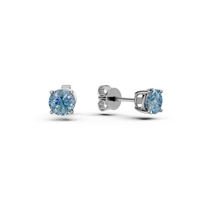 Cercei din aur alb cu topaze albastre de 1.2ct