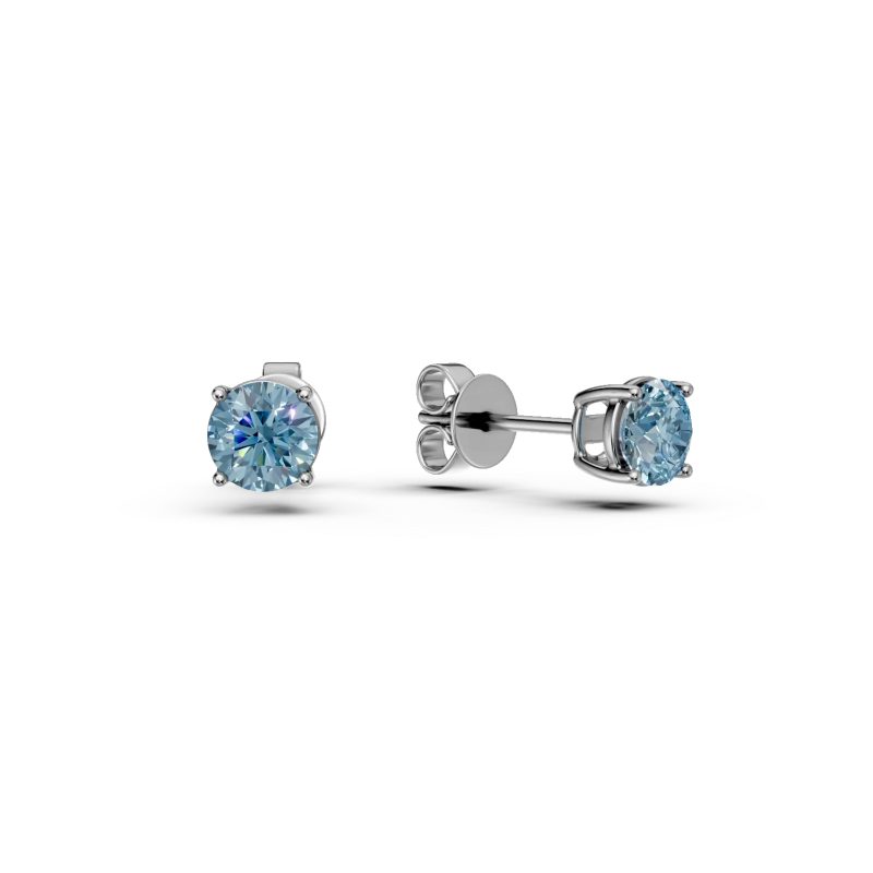 Cercei din aur alb cu topaze albastre de 1.2ct