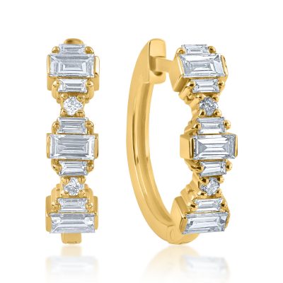 Cercei din aur galben cu diamante baguette de 0.44ct