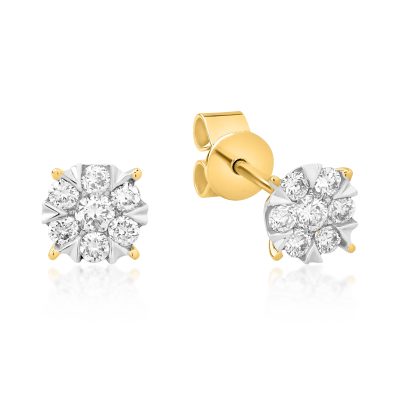Cercei din aur galben cu diamante de 0.25ct
