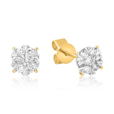 Cercei din aur galben cu diamante de 0.2ct