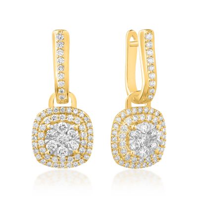 Cercei din aur galben cu diamante de 1ct