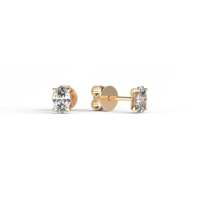 Cercei din aur galben cu diamante ovale de 0.8ct