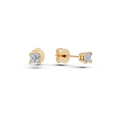 Cercei din aur galben cu diamante princess de 0.3ct