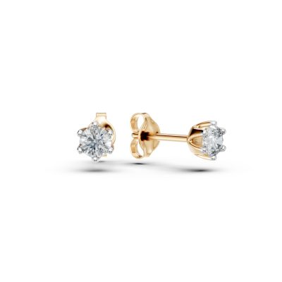 Cercei din aur galben cu diamante solitaire de 0.4ct