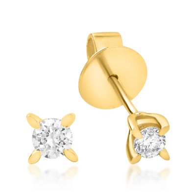 Cercei din aur galben cu diamante solitaire de 0.5ct