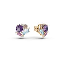 Cercei din aur galben cu pietre pretioase si semipretioase de 3.5ct