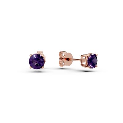 Cercei din aur roz cu ametiste de 0.999ct