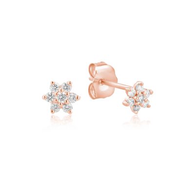 Cercei din aur roz cu diamante de 0.022ct