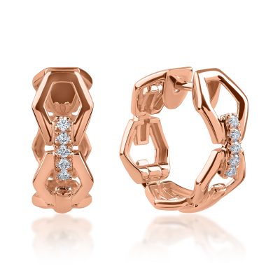 Cercei din aur roz cu diamante de 0.066ct