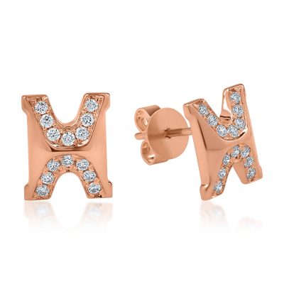 Cercei din aur roz cu diamante de 0.15ct