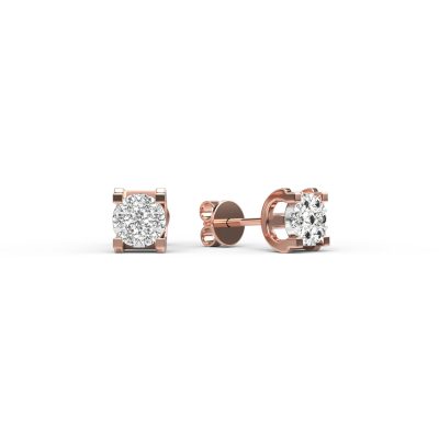 Cercei din aur roz cu diamante de 0.1ct