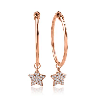 Cercei din aur roz cu diamante de 0.36ct