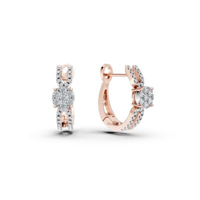 Cercei din aur roz cu diamante de 0.41ct