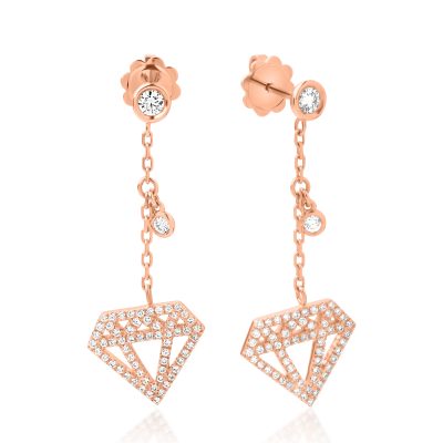 Cercei din aur roz cu diamante de 0.64ct
