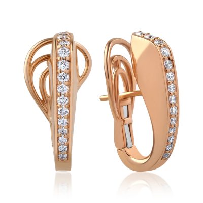Cercei din aur roz cu diamante de 0.64ct
