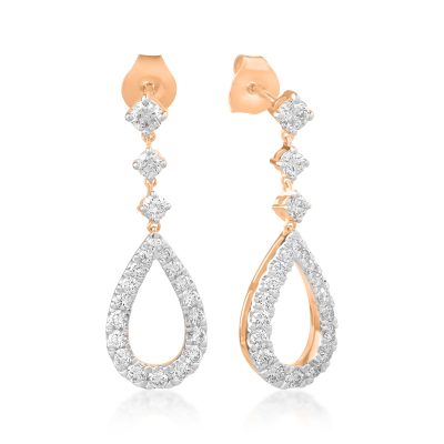 Cercei din aur roz cu diamante de 0.93ct