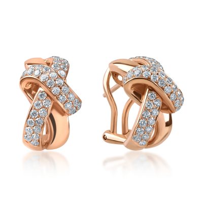 Cercei din aur roz cu diamante de 1.3ct