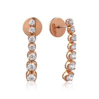 Cercei din aur roz cu diamante de 1.3ct