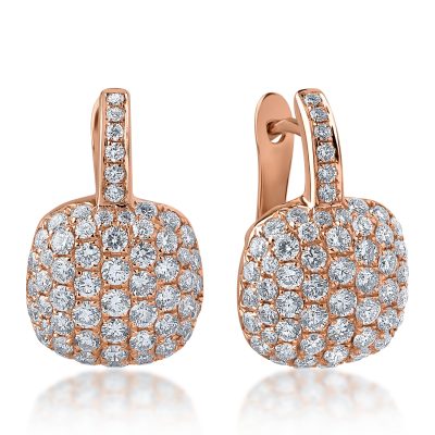 Cercei din aur roz cu diamante de 1.65ct
