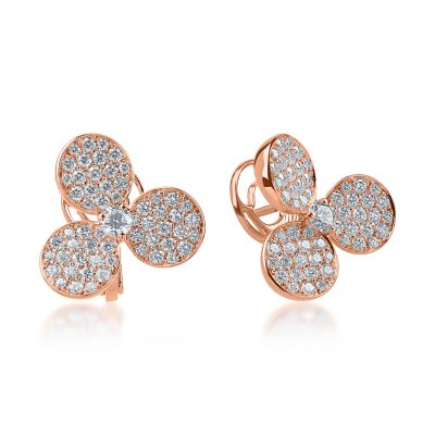 Cercei din aur roz cu diamante de 1.76ct