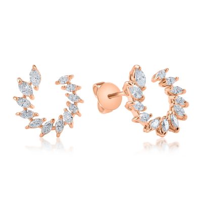 Cercei din aur roz cu diamante pear de 1.17ct