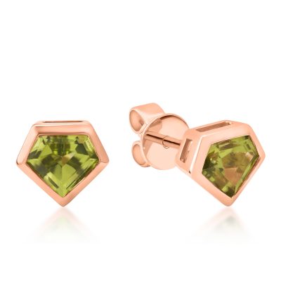 Cercei din aur roz cu peridote de 1.28ct
