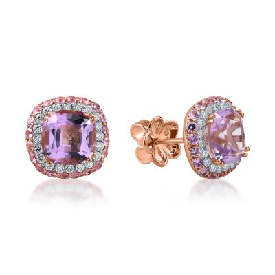Cercei din aur roz cu pietre pretioase si semipretioase de 6.2ct