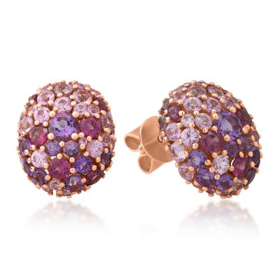 Cercei din aur roz cu pietre pretioase si semipretioase de 6.72ct
