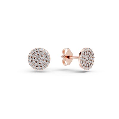 Cercei din aur roz cu zirconia microsetting
