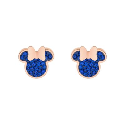 Cercei Disney Minnie Mouse - Otel Medical Inoxidabil Rose si Cristale Albastre