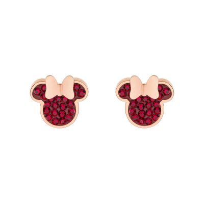 Cercei Disney Minnie Mouse - Otel Medical Inoxidabil Rose si Cristale Rosii
