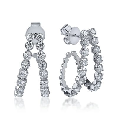 Cercei dubli din aur alb cu diamante de 1.2ct