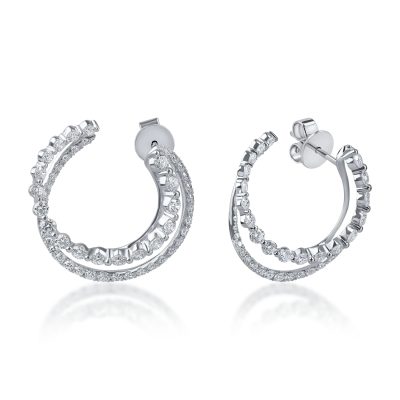 Cercei dubli on ear din aur alb cu diamante de 3.3ct