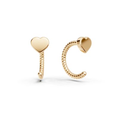 Cercei ear cuffs cu inimioara din aur galben