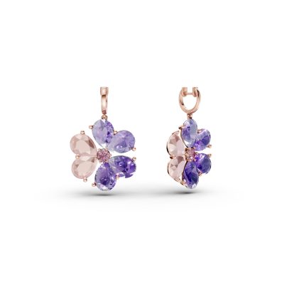 Cercei floare din aur roz cu pietre semipretioase de 7.9ct