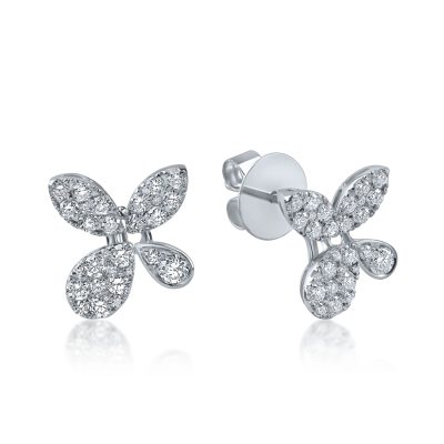 Cercei florali din aur alb cu diamante de 0.68ct