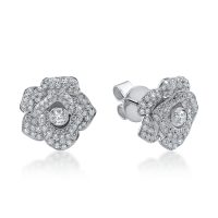 Cercei florali din aur alb cu diamante de 0.79ct