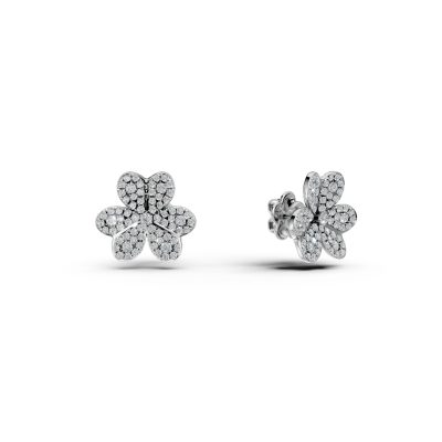 Cercei florali din aur alb cu diamante de 1.4ct