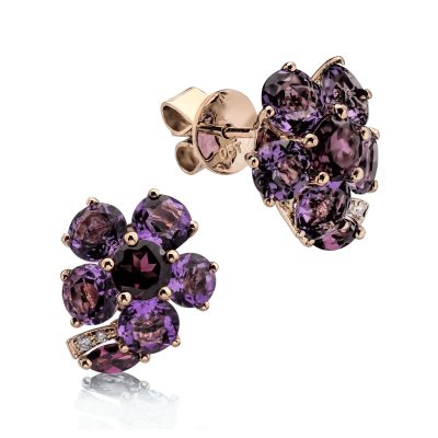 Cercei florali din aur alb cu pietre pretioase si semipretioase de 6.34ct