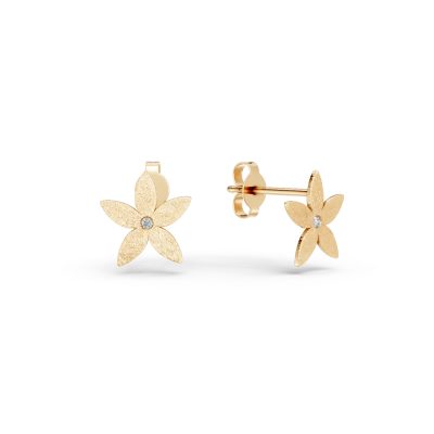 Cercei florali din aur galben cu diamante de 0.01ct
