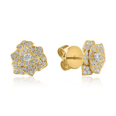 Cercei florali din aur galben cu diamante de 0.54ct