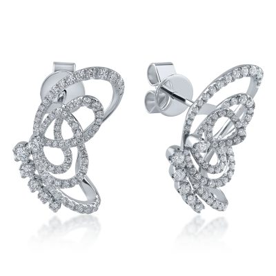 Cercei fluture din aur alb cu diamante de 0.7ct