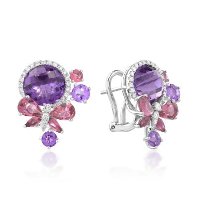Cercei fluturi din aur alb cu pietre semipretioase de 9.4ct