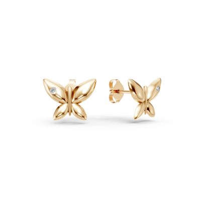 Cercei fluturi din aur galben cu diamante de 0.006ct