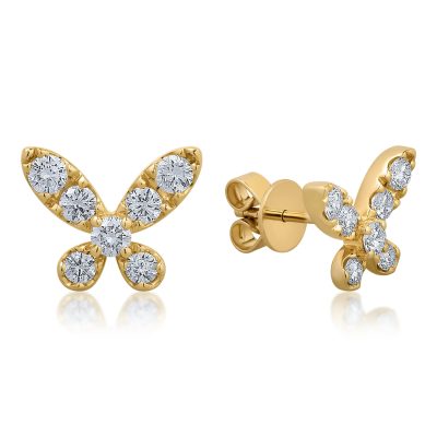 Cercei fluturi din aur galben cu diamante de 0.66ct